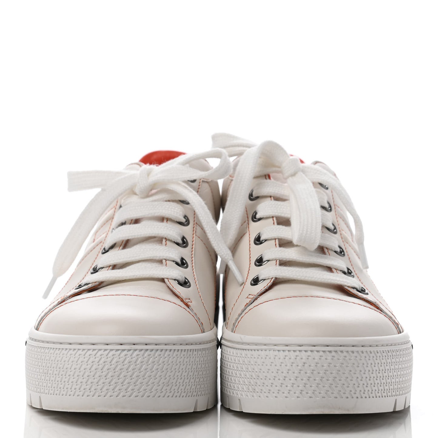 Calfskin Womens Voltage Sneakers 36.5 White Orange