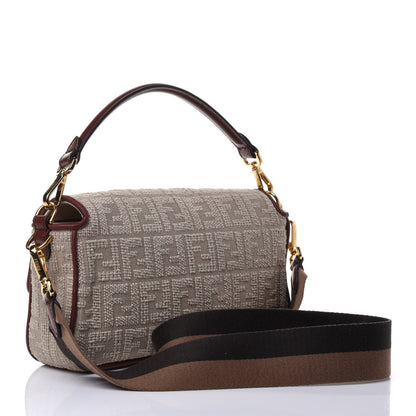 Fendi Sardinian Jacquard Vitello King FF 1974 Embroidered Baguette Corda Praline 2 of 4