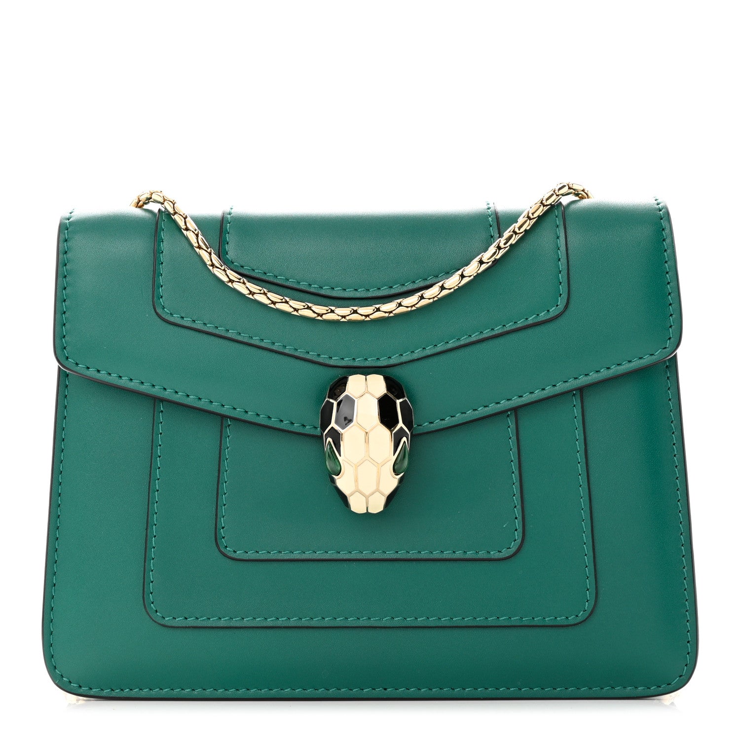 Bulgari Calfskin Small Serpenti Forever Snake Strap Crossbody Bag Emerald Green 3 of 11
