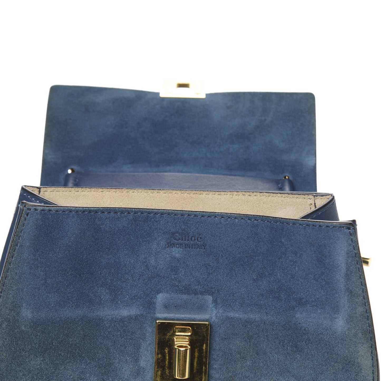 Suede Smooth Calfskin Mini Drew Shoulder Bag Majolica Blue