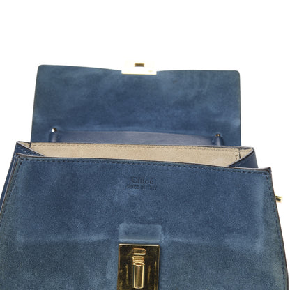 Chloe Suede Smooth Calfskin Mini Drew Shoulder Bag Majolica Blue 10 of 12