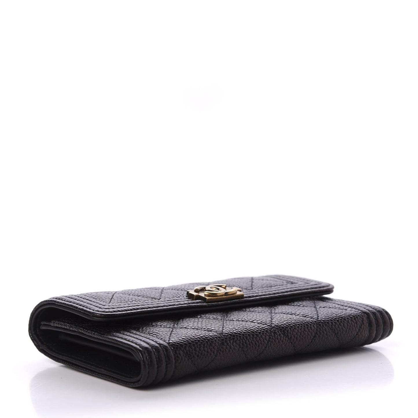 Caviar Quilted Small Boy Flap Wallet Black