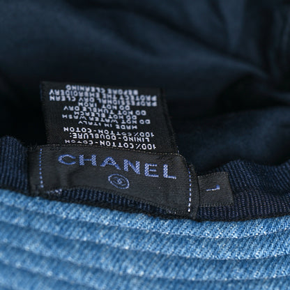 Chanel Fabric Logo Bucket Hat L Blue 7 of 7