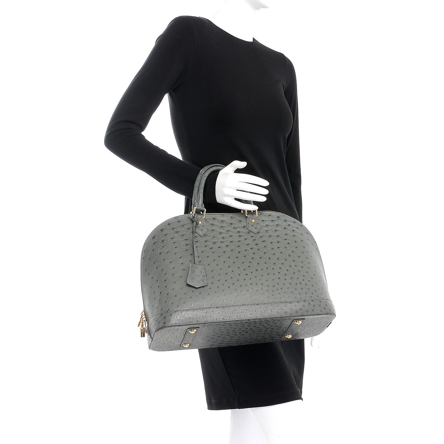 Louis Vuitton Ostrich Alma MM Gris 2 of 6