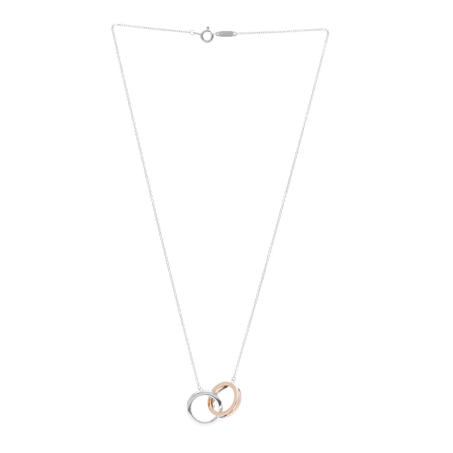 Tiffany Sterling Silver Rubedo 1837 Interlocking Circles Pendant Necklace 3 of 4