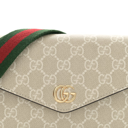 Gucci GG Supreme Monogram Textured Dollar Calfskin Web Mini Ophidia Envelope Shoulder Bag Beige Mystic White Oatmeal 8 of 13