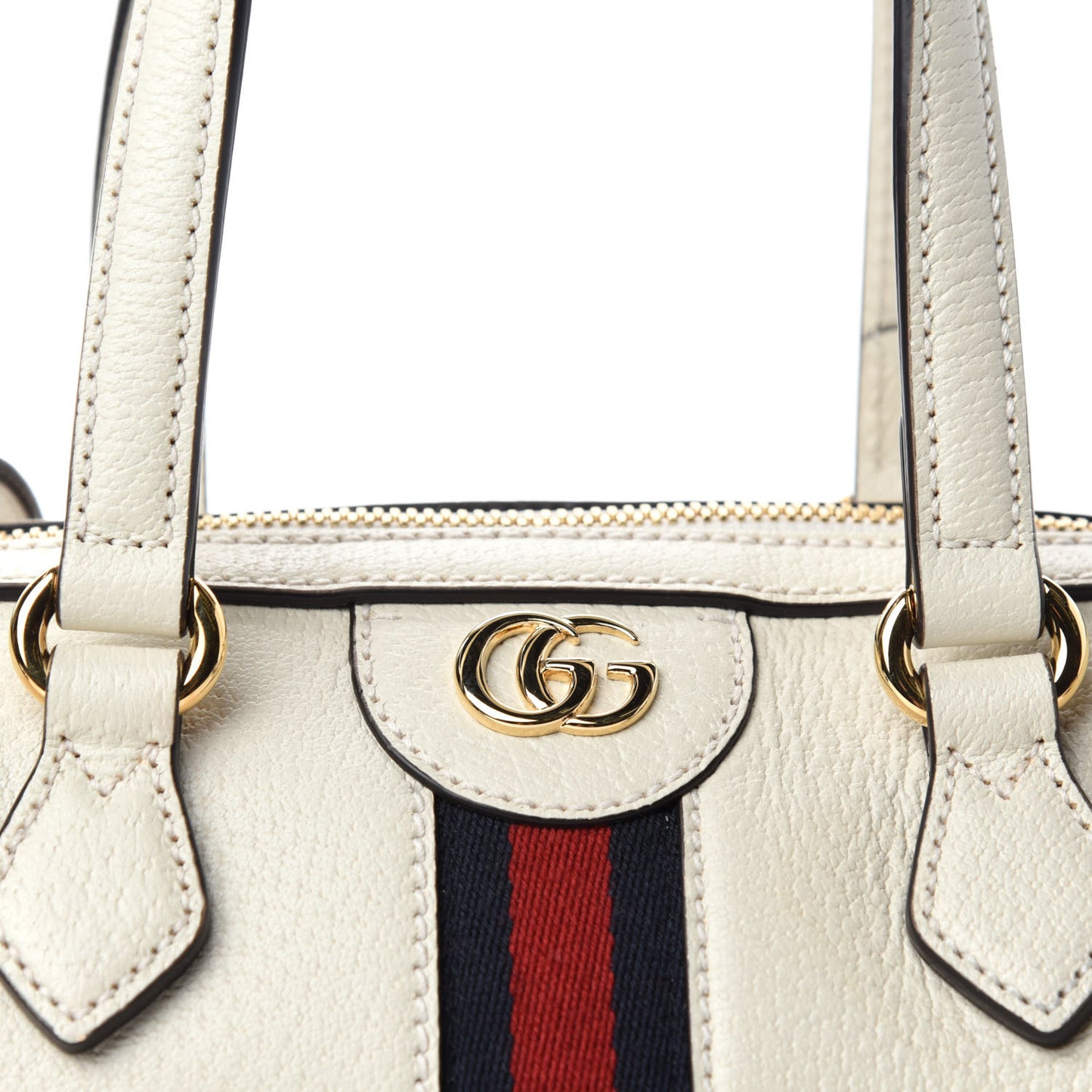 Textured Calfskin Ophidia Boston Bag Mystic White
