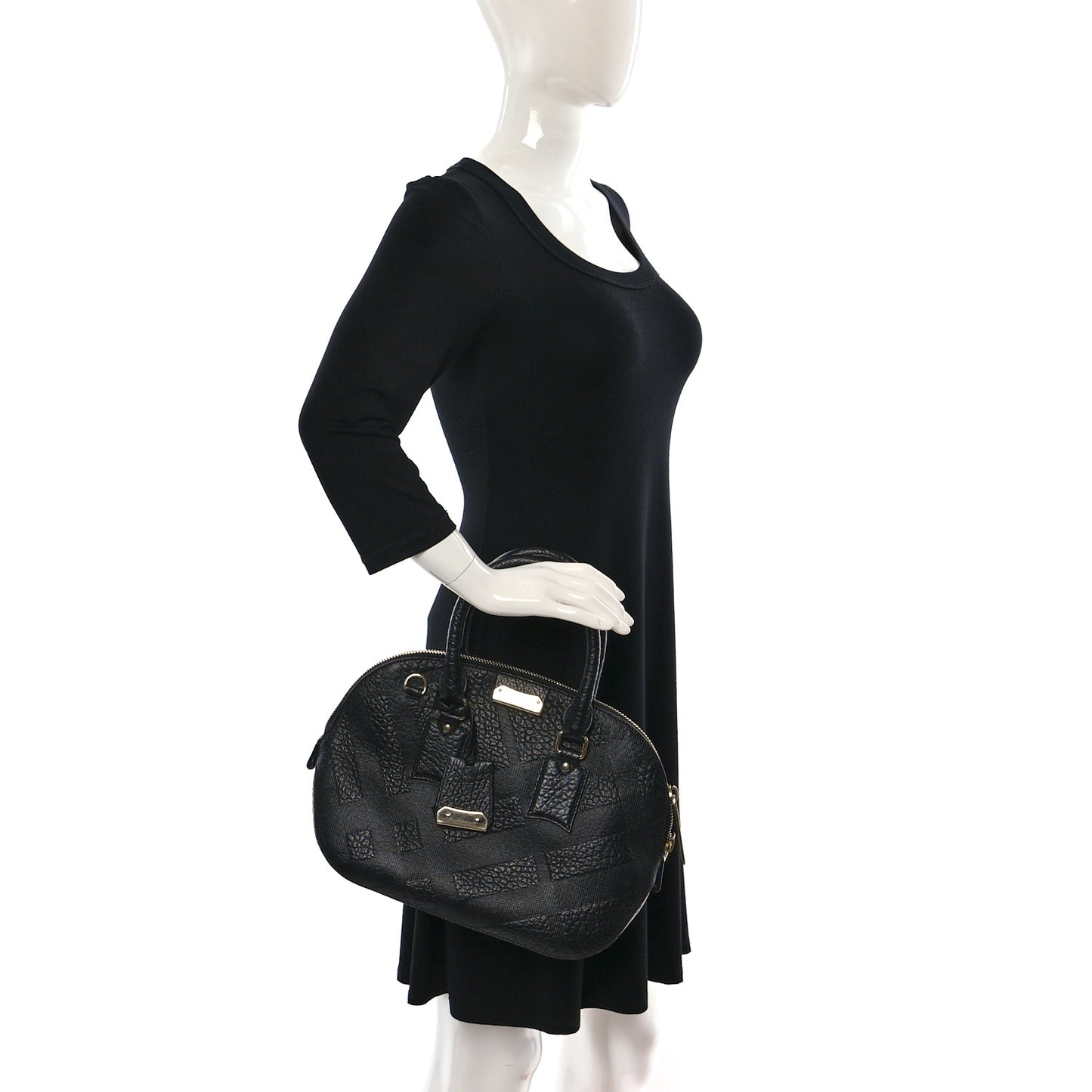 Heritage Grain Check Embossed Orchard Bowling Bag Black