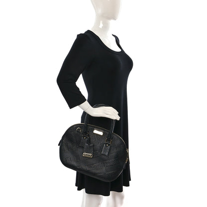 Burberry Heritage Grain Check Embossed Orchard Bowling Bag Black 2 of 9