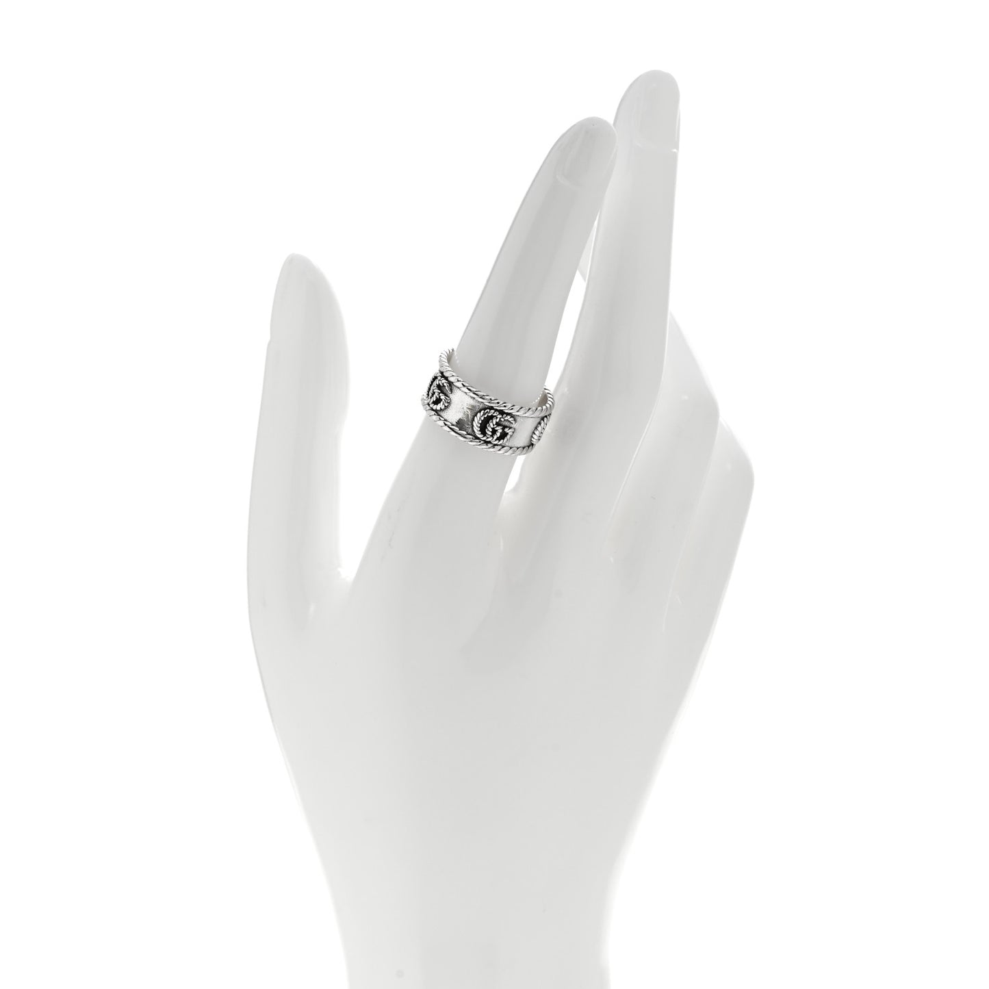 Sterling Silver Torchon GG Marmont Ring 54 7