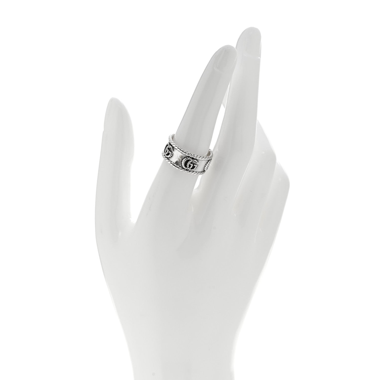 Gucci Sterling Silver Torchon GG Marmont Ring 54 7 2 of 6