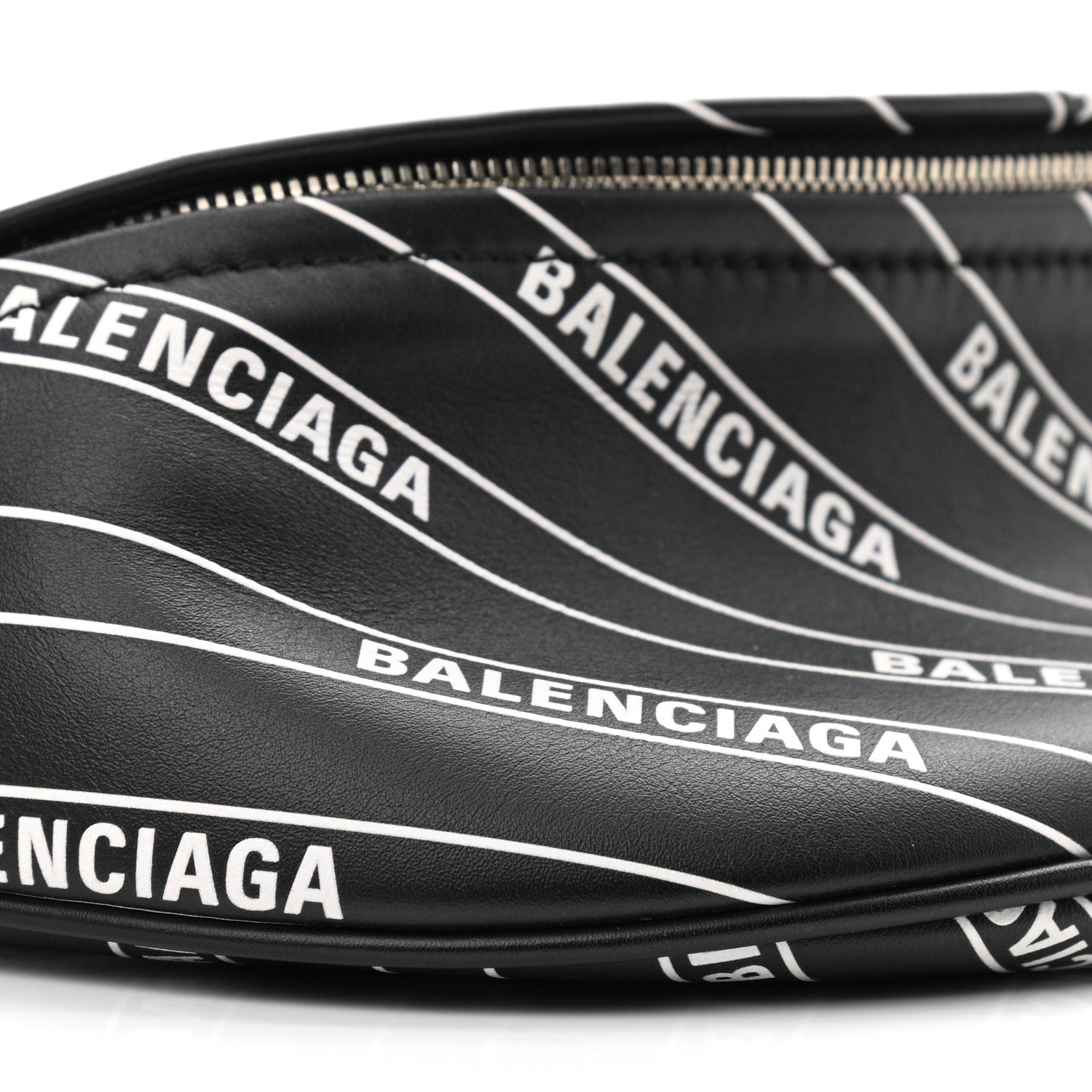 Balenciaga Calfskin Diagonal Allover Logo Print XXS Souvenir Belt Bag Black White 10 of 11