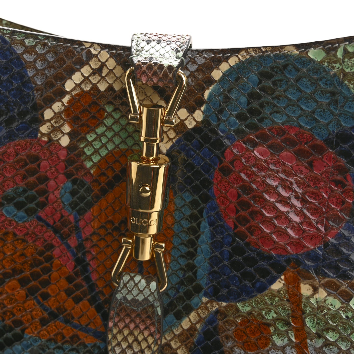 Snakeskin Calfskin Small Jackie 1961 Hobo Beige Multicolor