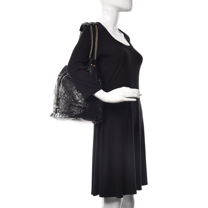 Chanel Glazed Calfskin Stingray Drawstring Bucket Black 2 of 19