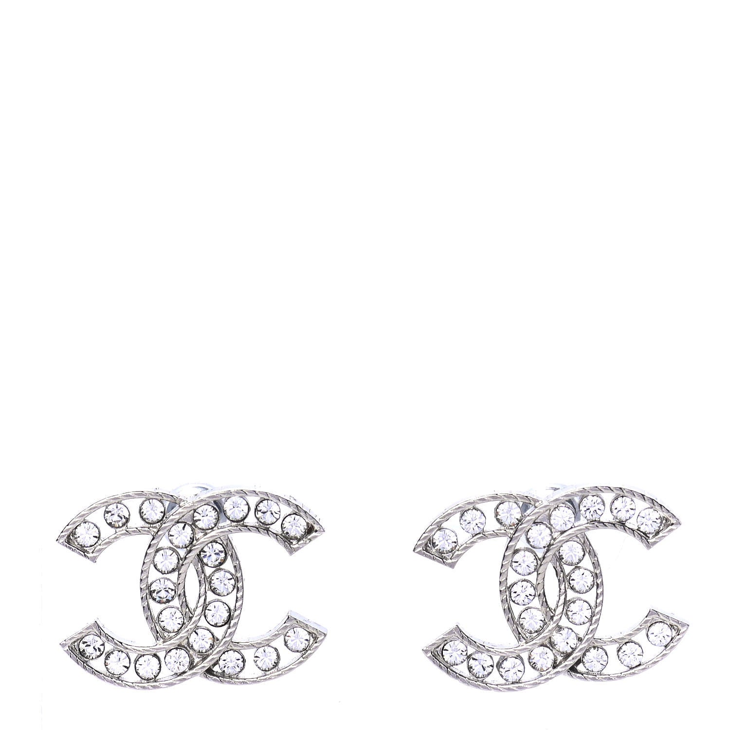 Chanel Crystal CC Earrings Silver 1 of 4