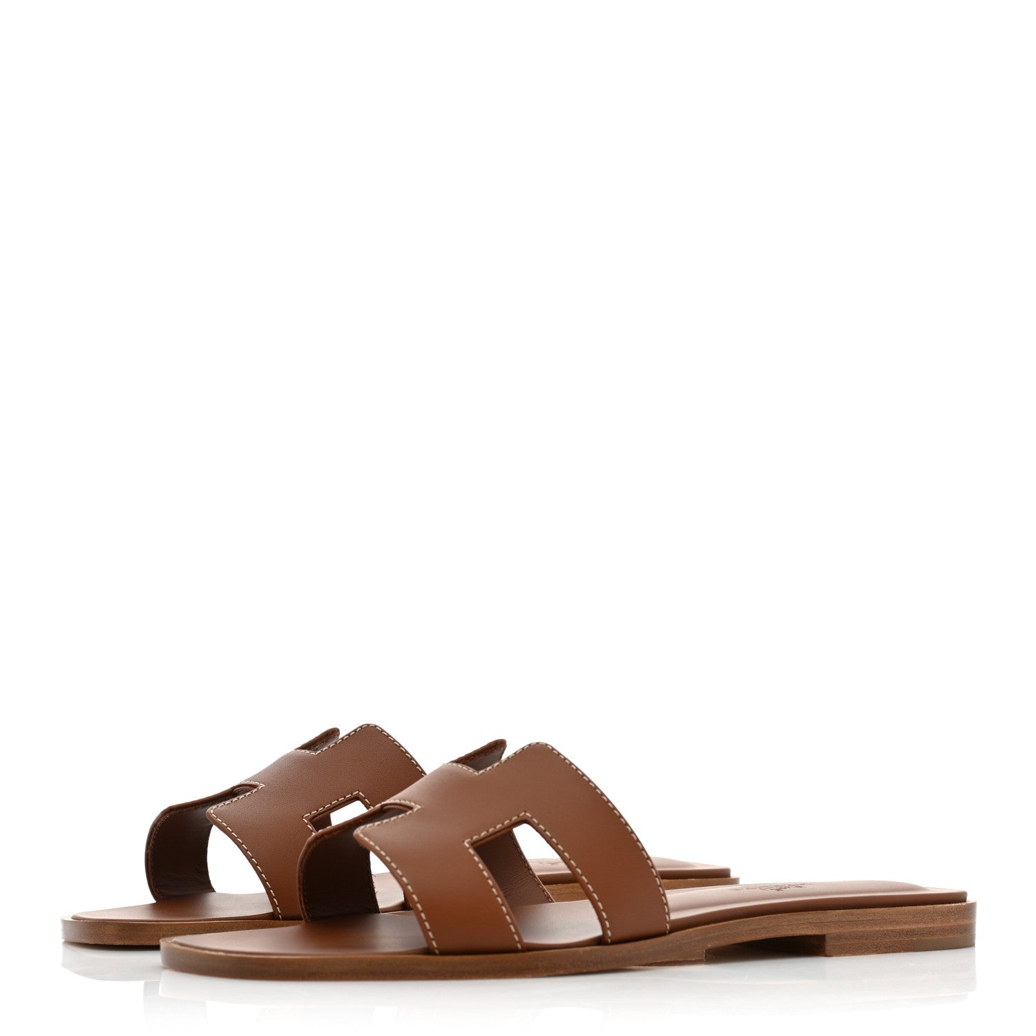 Hermes Box Calfskin Oran Sandals 37 Gold 3 of 11
