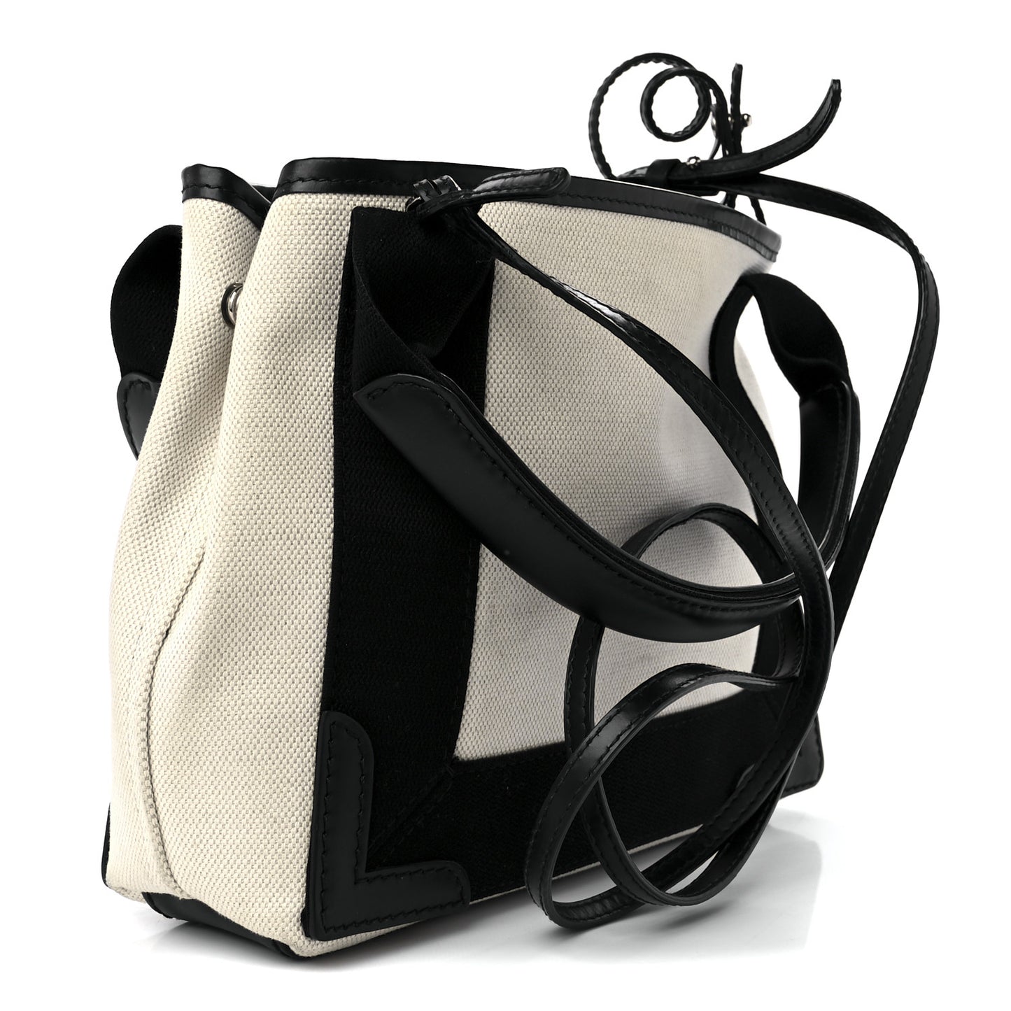 Cotton Canvas Calfskin Navy Cabas XS Natural Black
