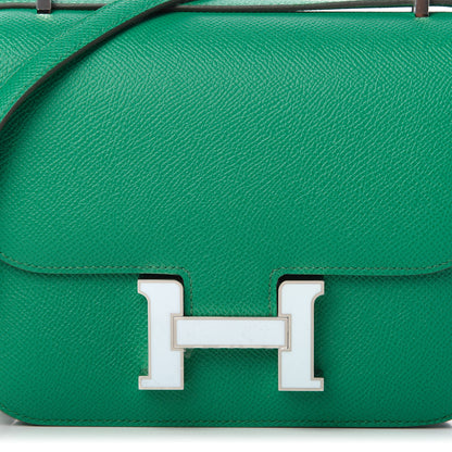 Hermes Epsom Enamel Constance 18 Vert Jade Bleu Brume 10 of 11