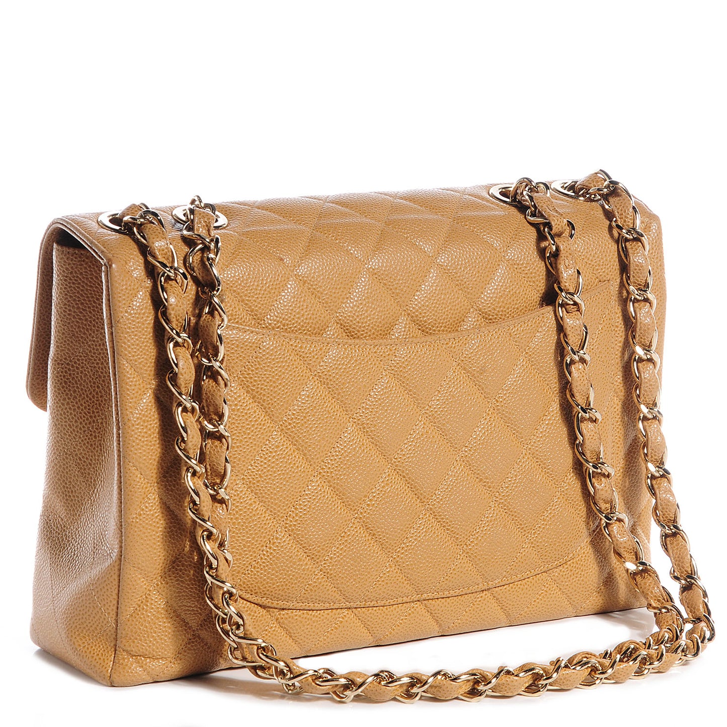 Caviar Jumbo Single Flap Beige