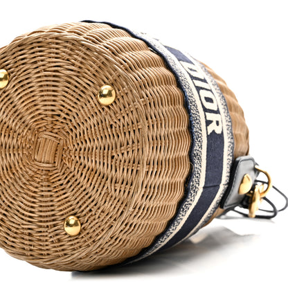 Christian Dior Wicker Oblique Drawstring Bucket Bag Blue 9 of 9