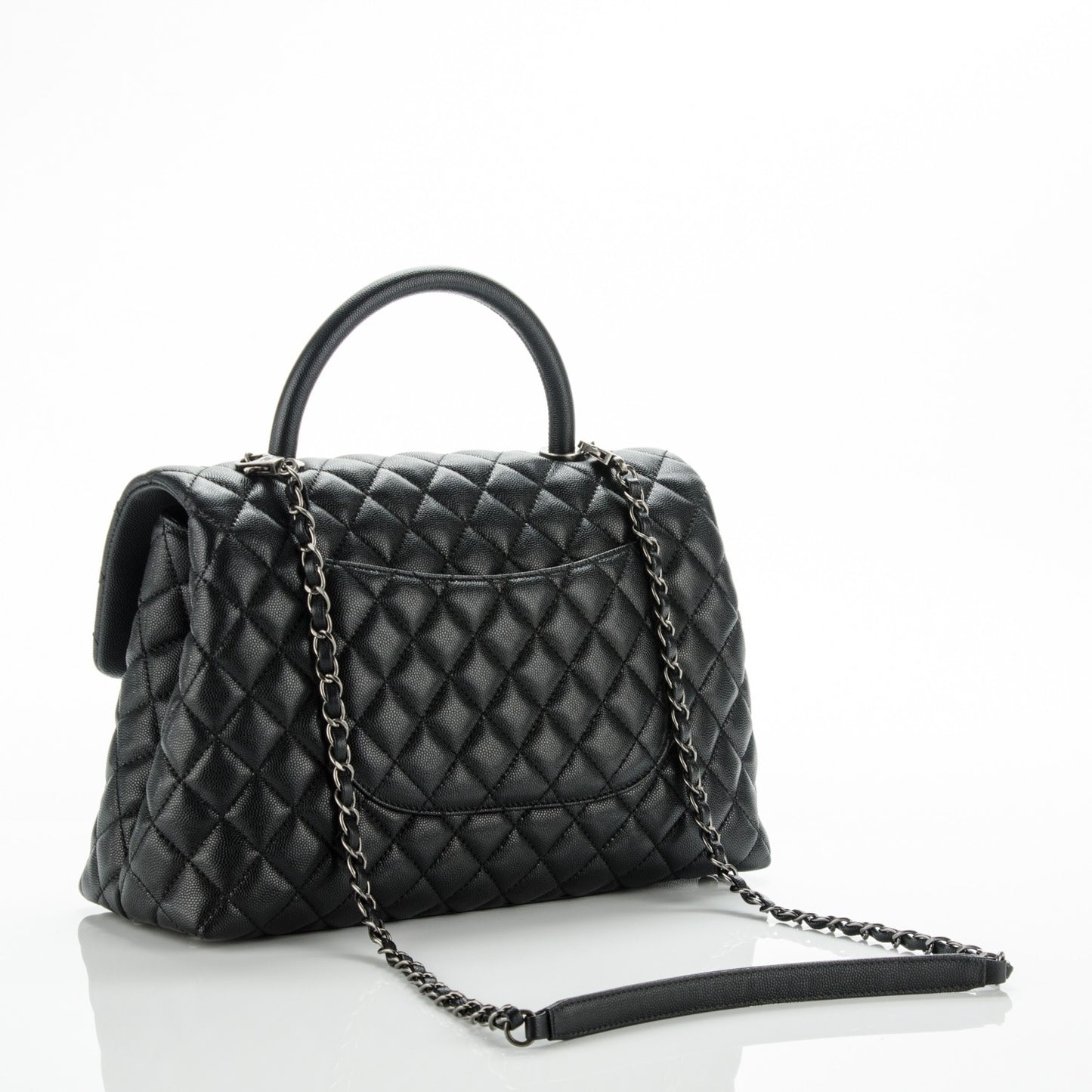 Caviar Quilted Medium Coco Handle Flap Black