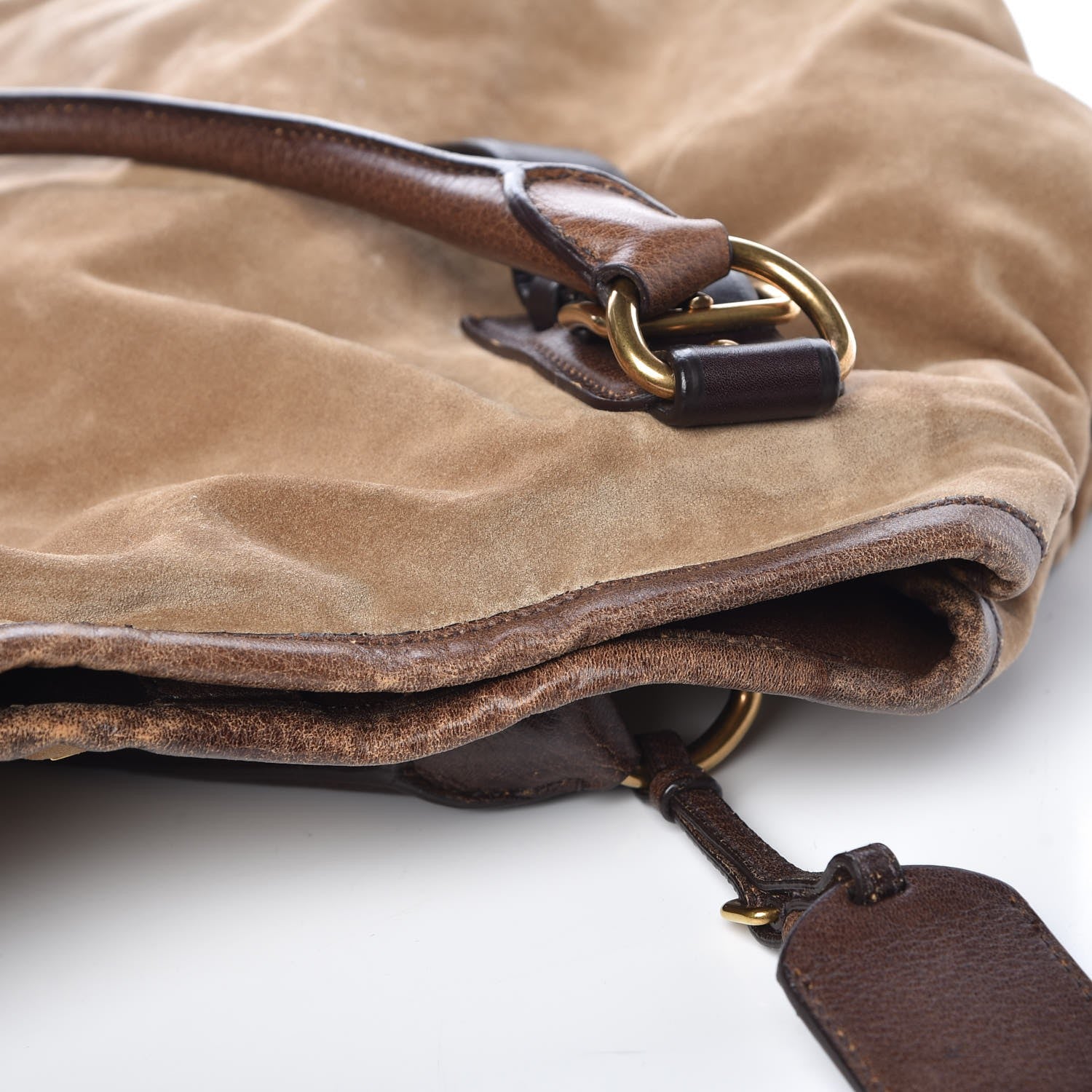 Prada Scamosciato Suede Satchel Light Brown 10 of 18
