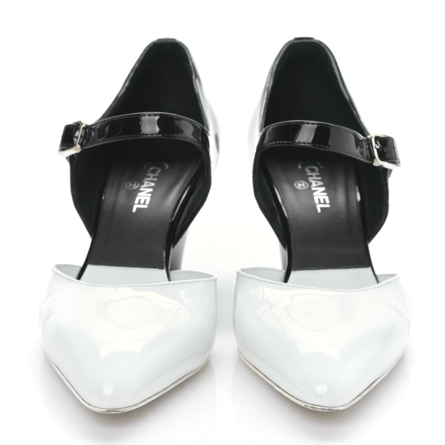 Chanel Patent Calfskin CC Pumps 36 White Black 2 of 8