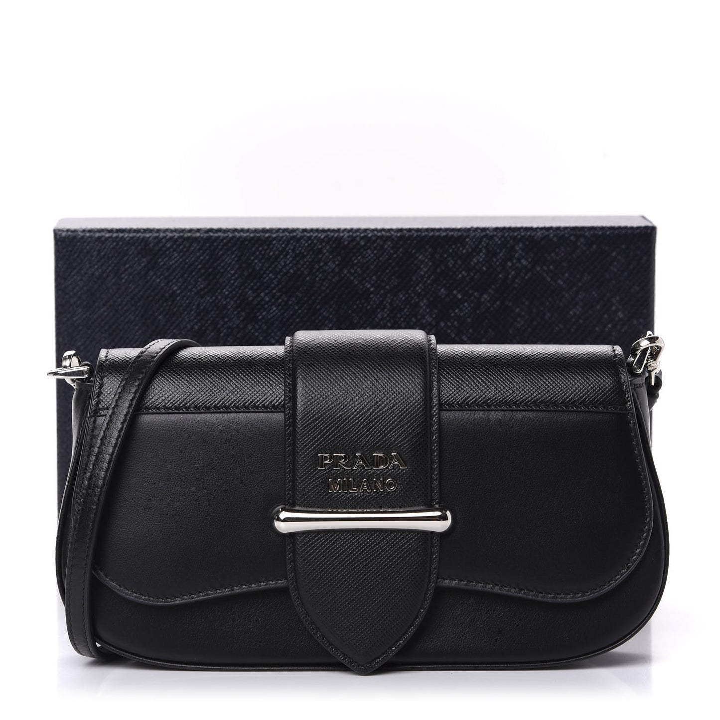 City Calfskin Saffiano Mini Sidonie Shoulder Bag Black