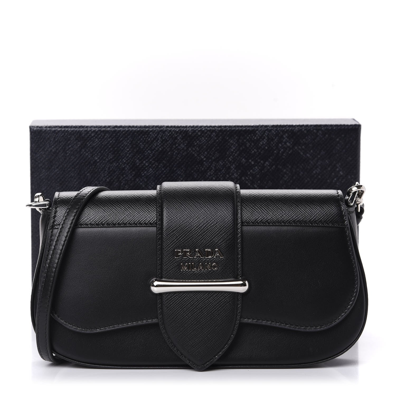 Prada City Calfskin Saffiano Mini Sidonie Shoulder Bag Black 10 of 10