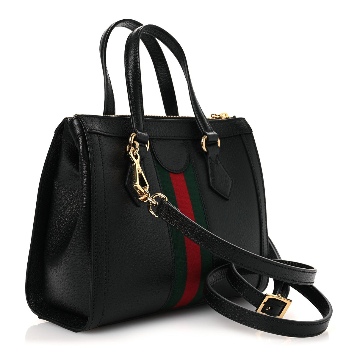 Gucci Textured Calfskin Web Small Ophidia Tote Bag Black 3 of 10