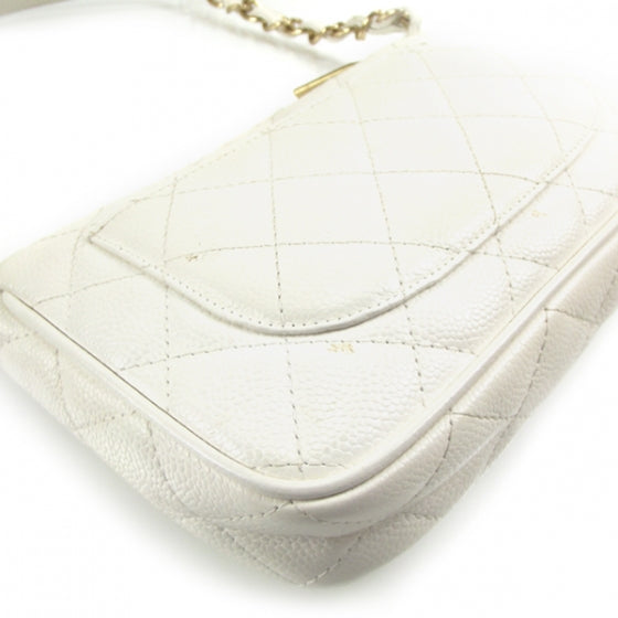 Chanel Caviar Quilted Pochette White 5 of 11