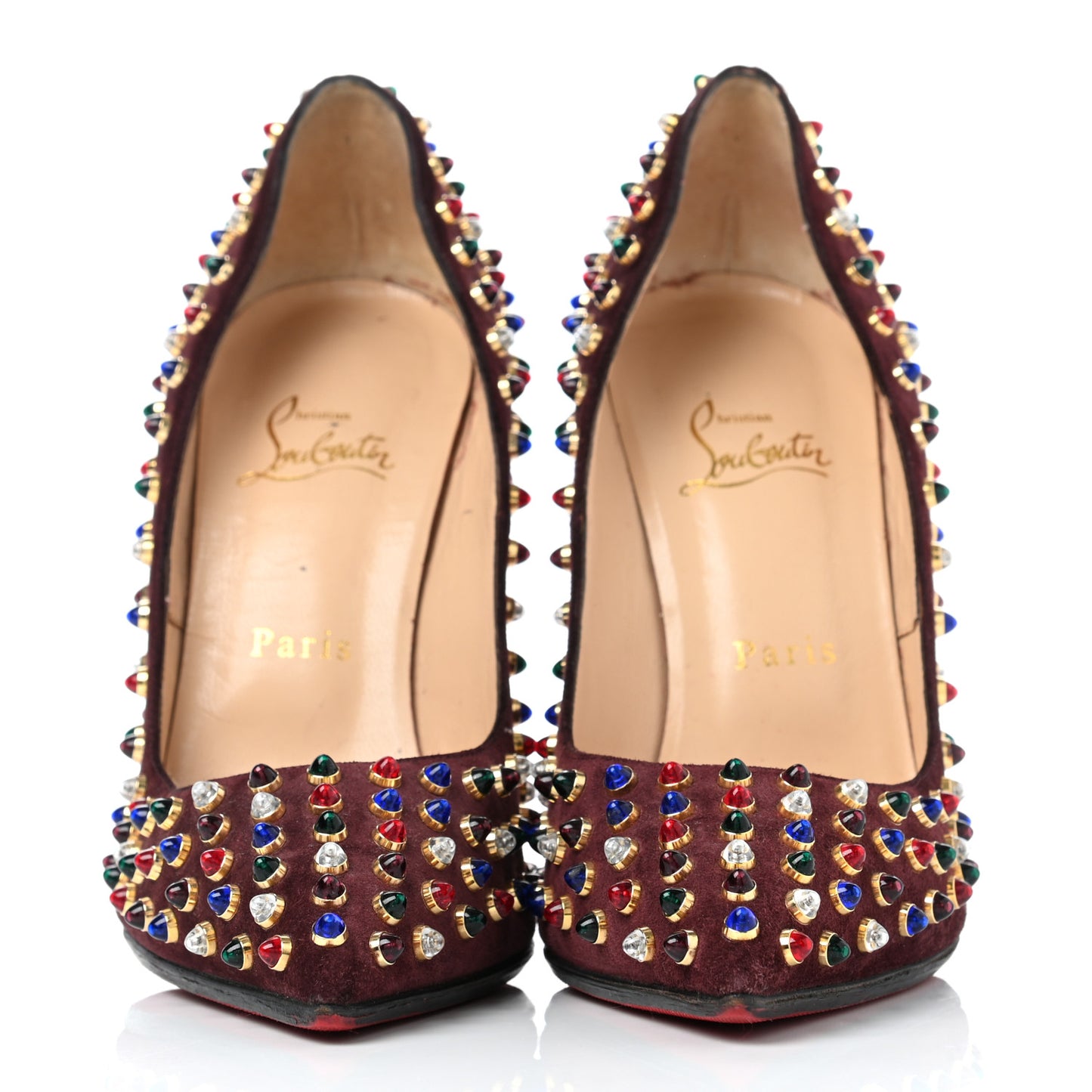 Veau Velours Specchio Follies Cabo 100 Pumps 39 Lie De Vin Multi Gold
