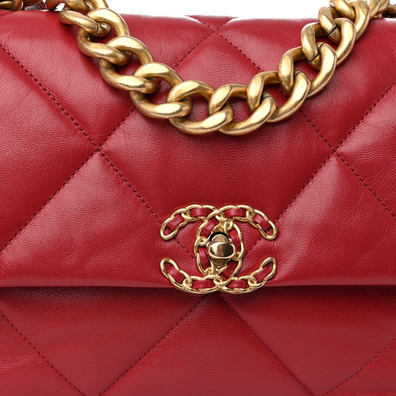 Chanel Goatskin Quilted Large Chanel 19 Flap Red 8 of 10