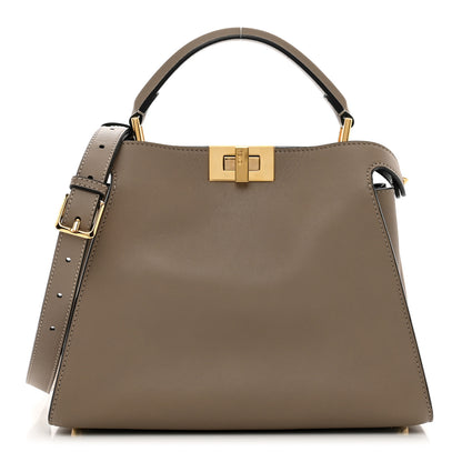 Fendi Vitello Tahiti Burro Medium Peekaboo Iconic Essentially Satchel Tortora Black 1 of 10
