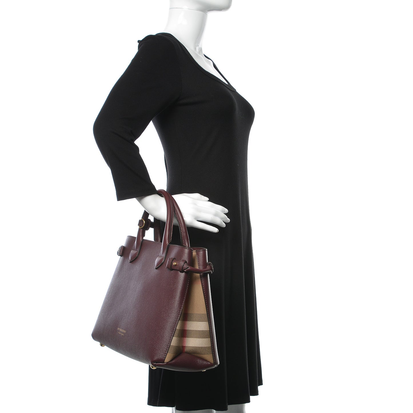 Calfskin House Check Medium Banner Tote Elderberry
