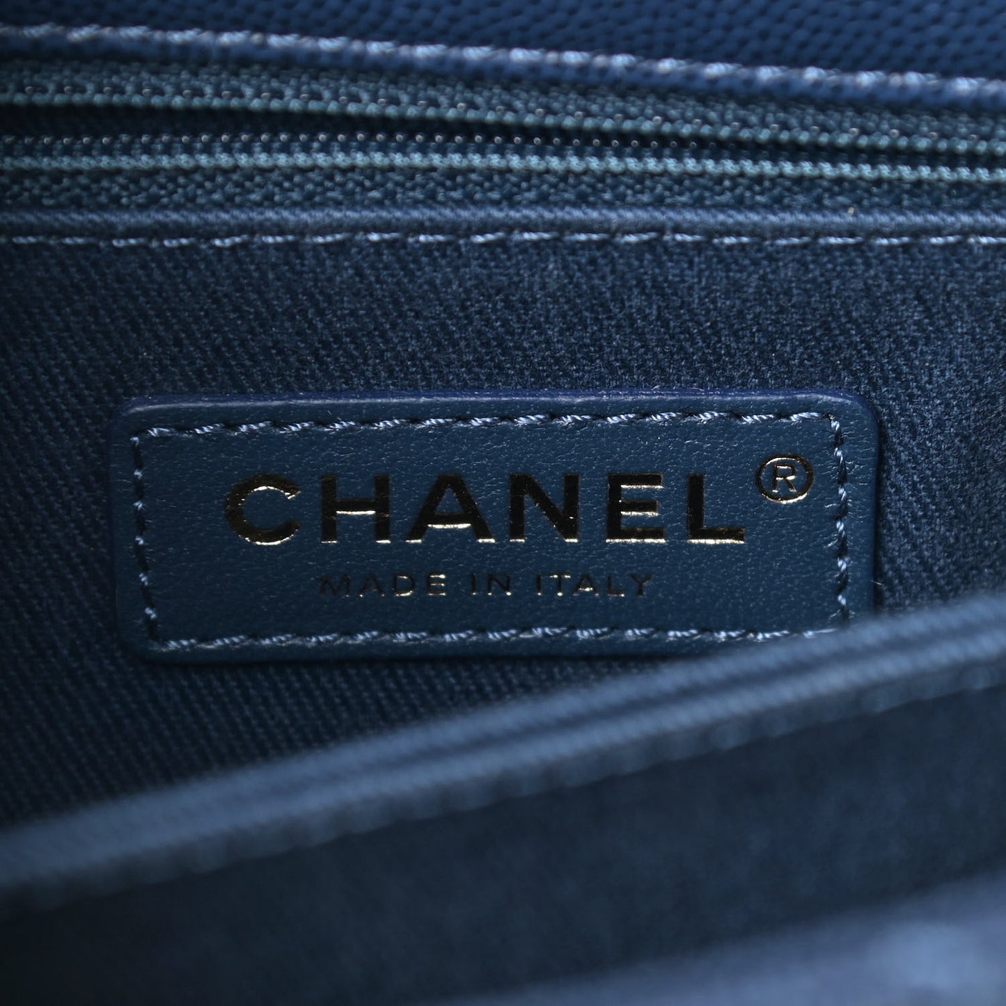 Caviar Quilted Mini Coco Handle Flap Navy Blue