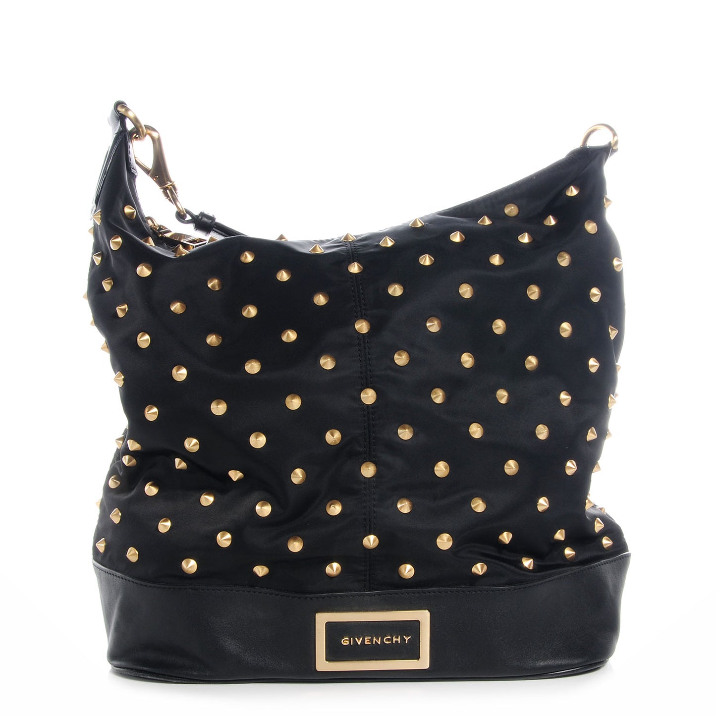 Nylon Studded Hobo Black