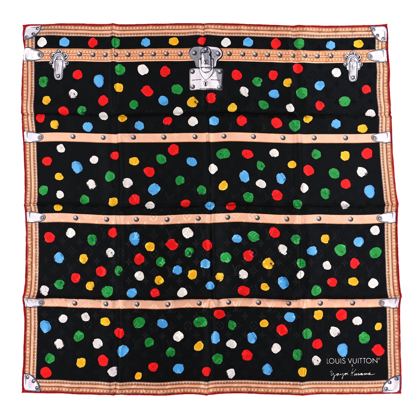 X Kusama Silk Wool Painted Dots Scarf Black Multi