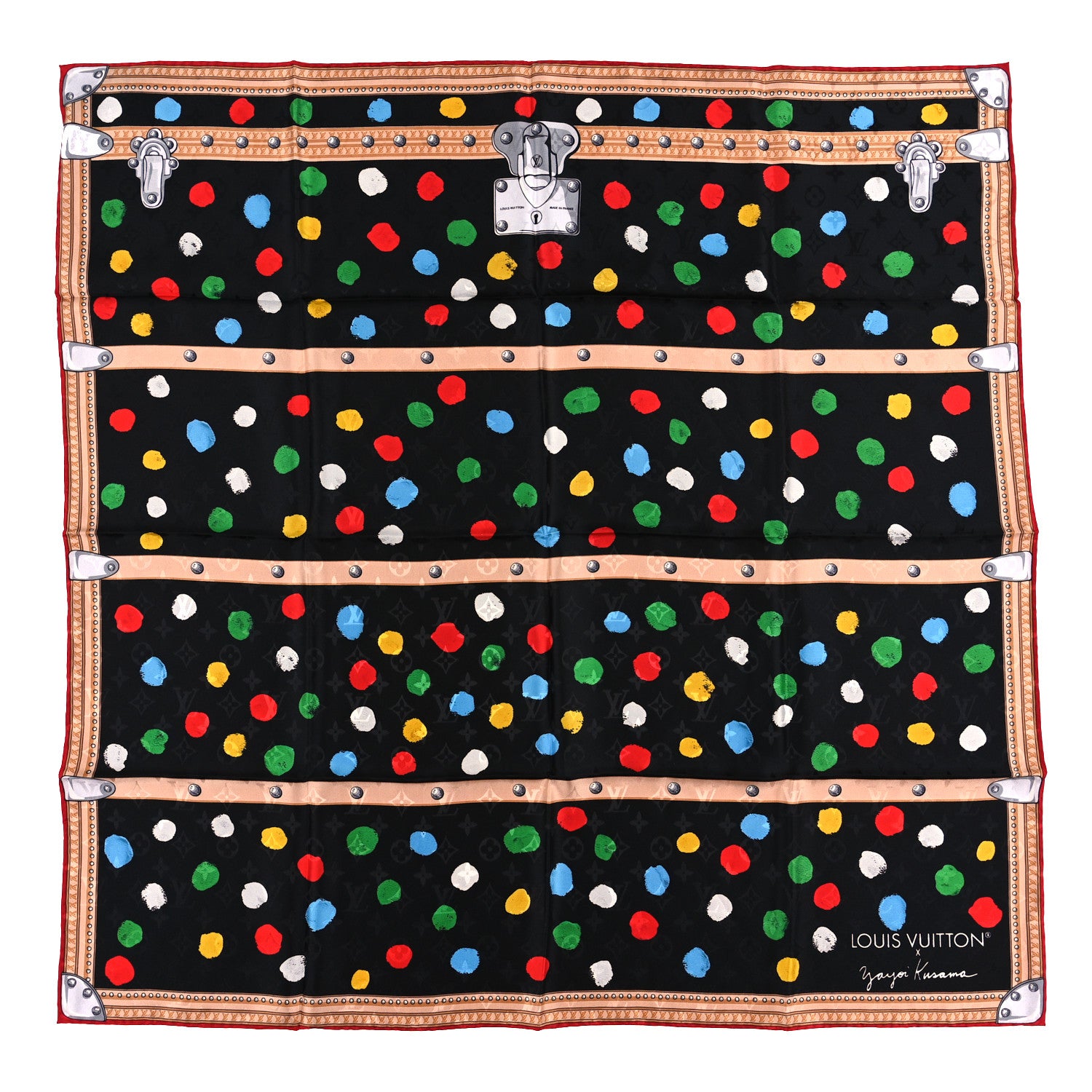 Louis Vuitton X Kusama Silk Wool Painted Dots Scarf Black Multi 1 of 3