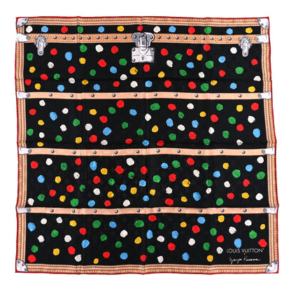 Louis Vuitton X Kusama Silk Wool Painted Dots Scarf Black Multi 1 of 3