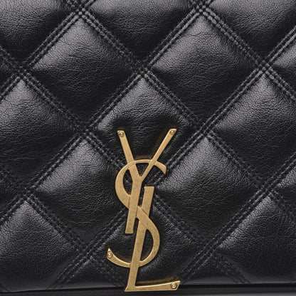 Saint Laurent Lambskin Diamond Quilted Becky Chain Wallet Black 9 of 10
