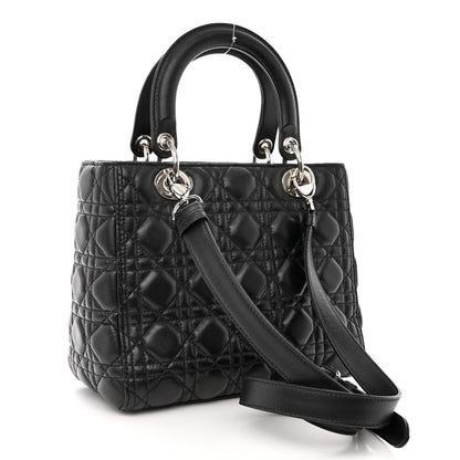 Christian Dior Lambskin Cannage Medium Lady Dior Black 3 of 11