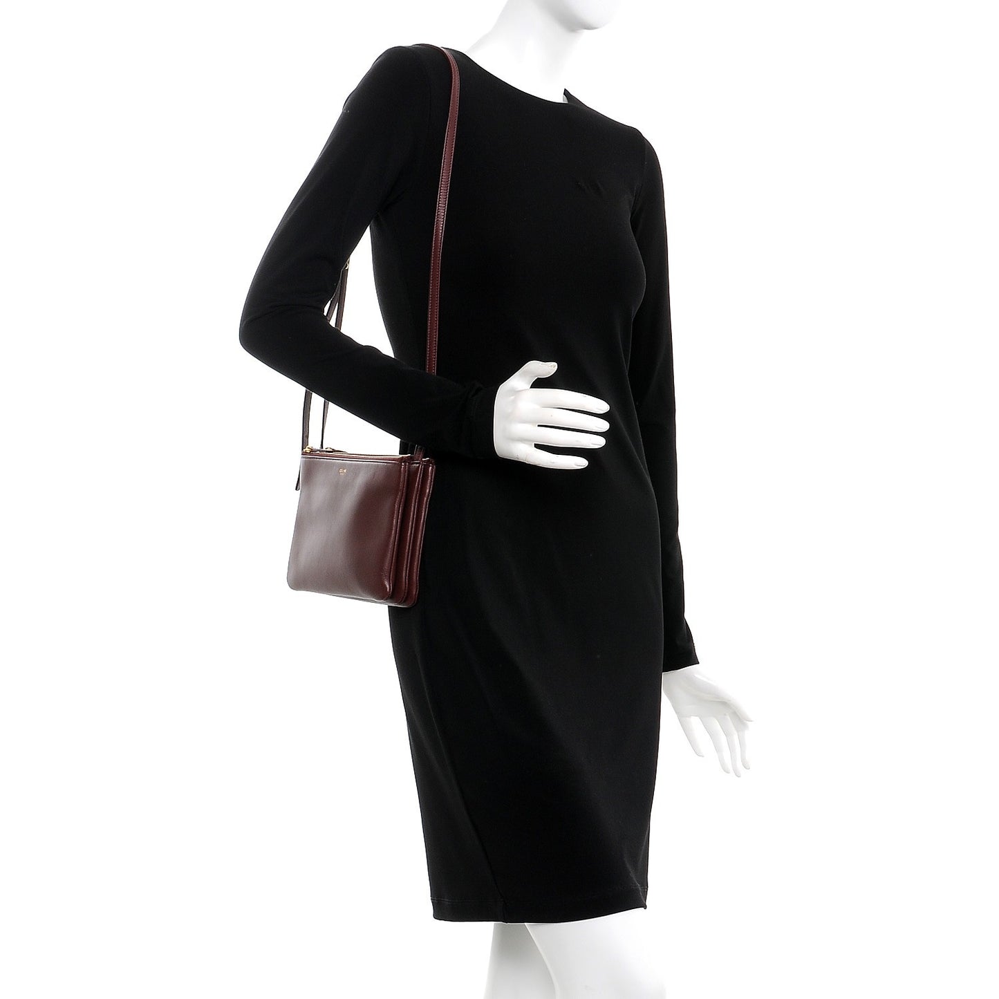 Smooth Lambskin Small Trio Crossbody Bag Burgundy
