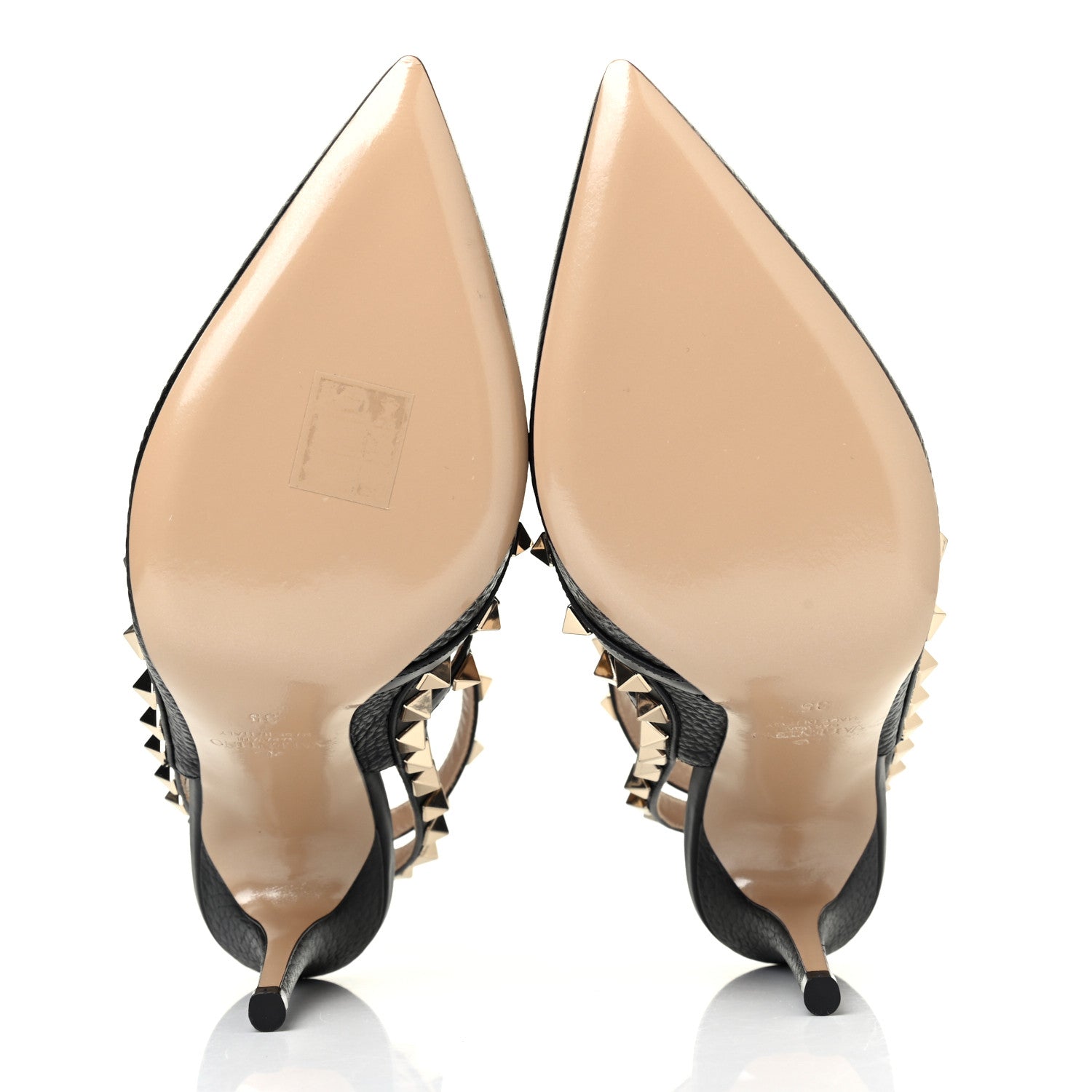 Valentino Garavani Pebbled Calfskin Rockstud Ankle Strap 100mm Pumps 35 Black 4 of 4