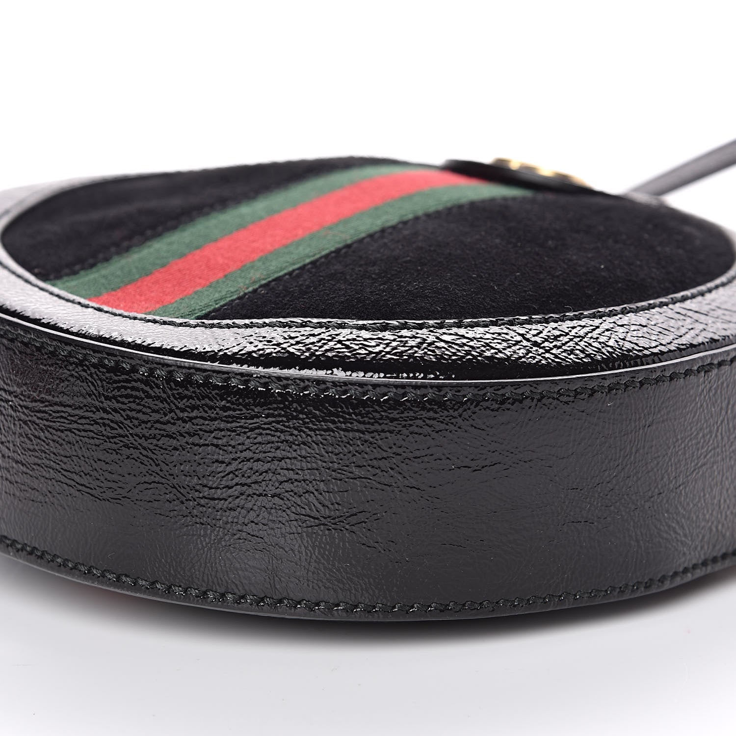 Gucci Suede Patent Web Mini Ophidia Round Shoulder Bag Black 10 of 10