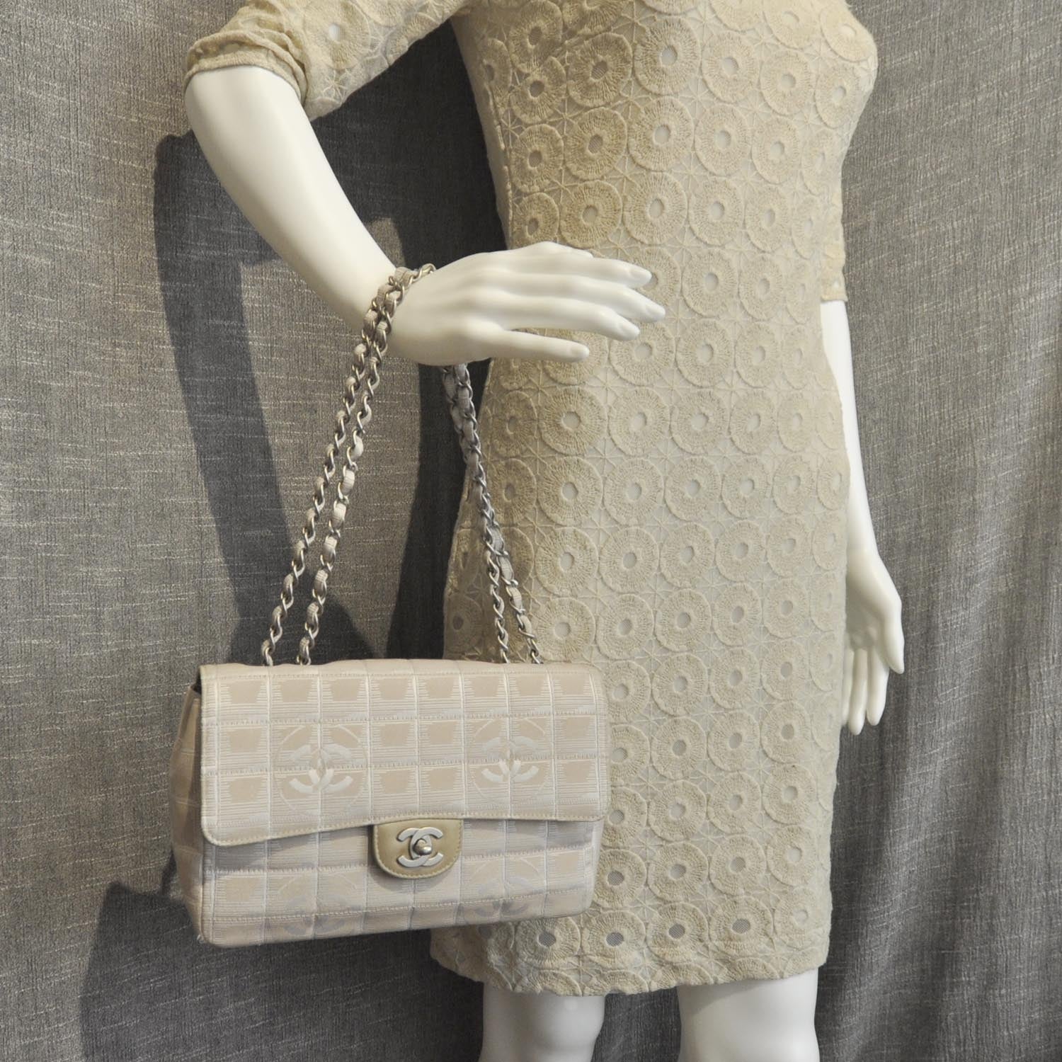 Chanel Nylon Travel Medium Flap Beige 2 of 9