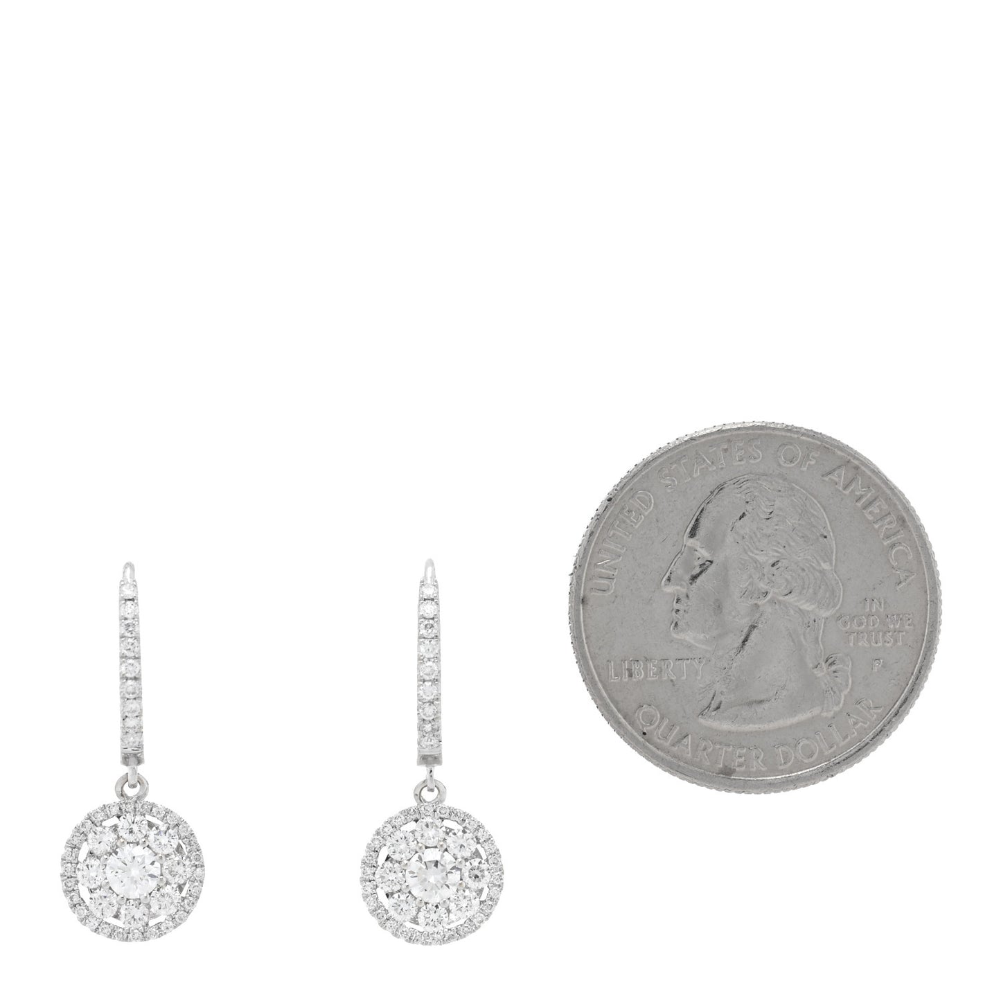 18K White Gold Diamond Drop Earrings