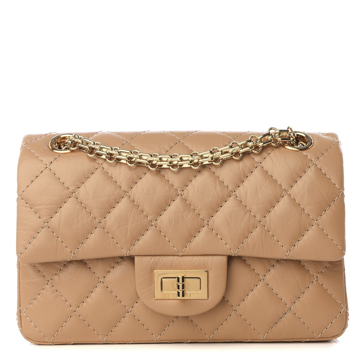 Aged Calfskin Quilted 2.55 Reissue Mini Flap Beige