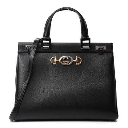 Gucci Grainy Calfskin Medium Zumi Top Handle Bag Black 1 of 11