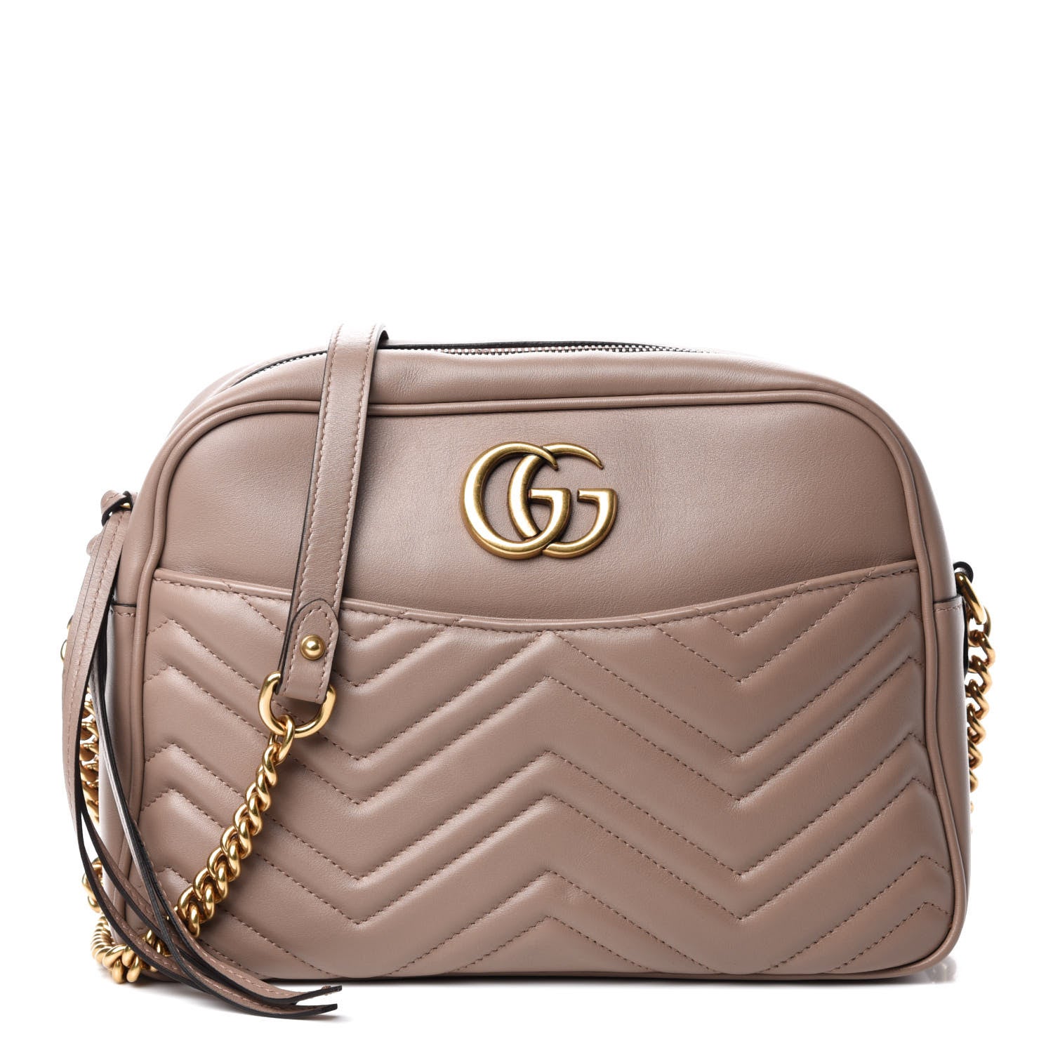 Gucci Calfskin Matelasse Medium GG Marmont Chain Shoulder Bag Porcelain Rose 1 of 12
